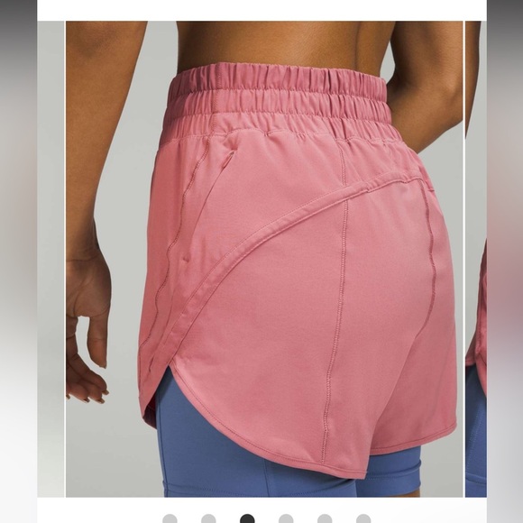 NWT Lululemon Track That 2-in-1 High-Rise Short 6" / Brier Rose / Water Drop - Picture 3 of 6